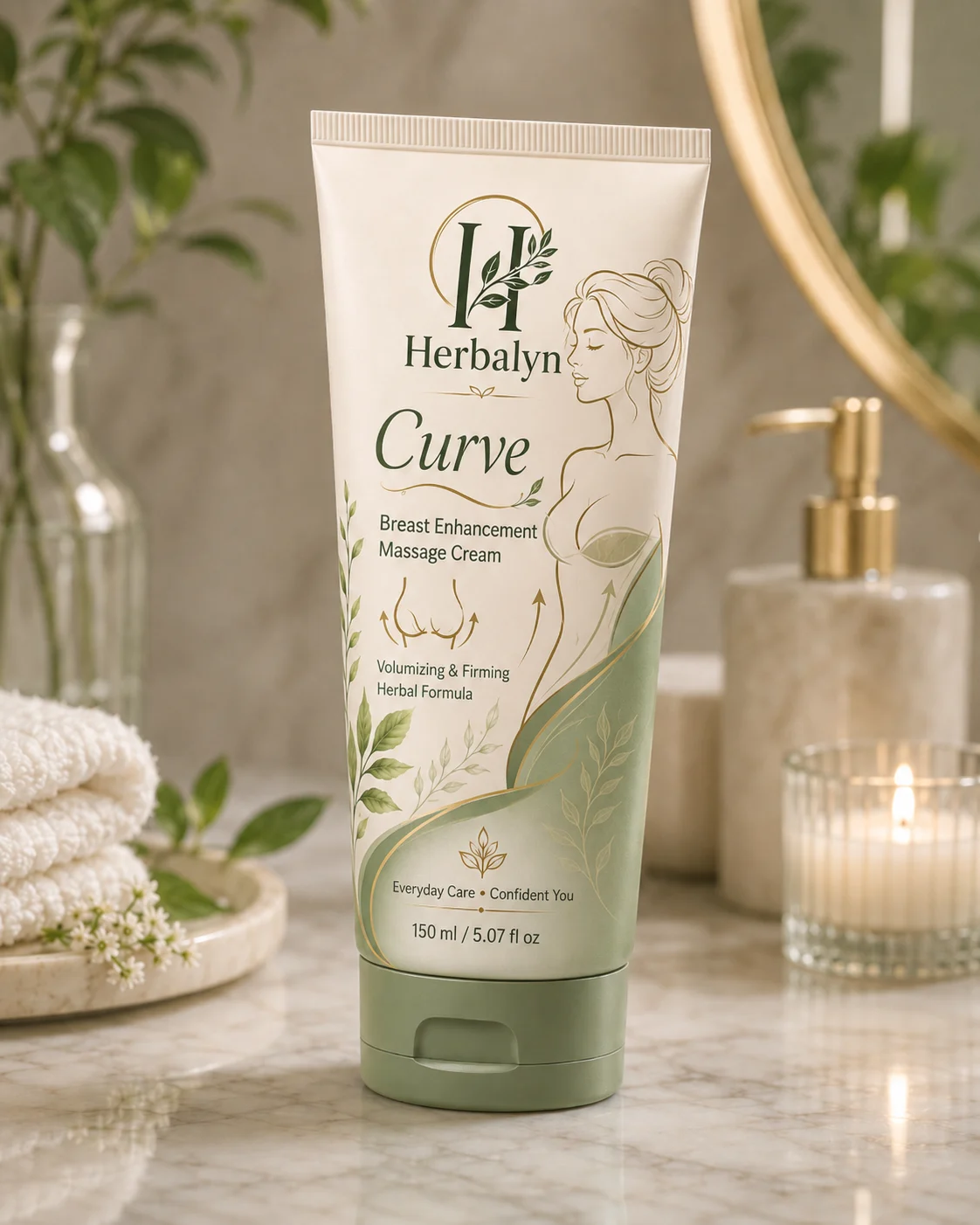 Herbalyn Curve breast enhancement massage cream tube